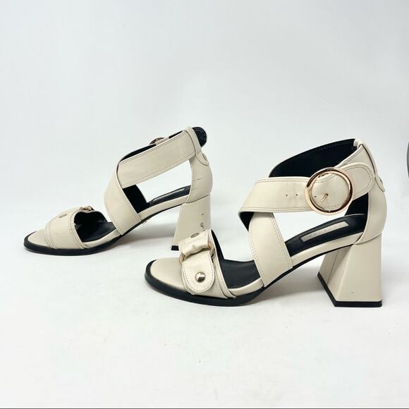 Topshop Ivory Cream Buckle Strap Sandals Size 36/6 - Picture 4 of 10